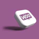 a purple and white square with the word woo on it